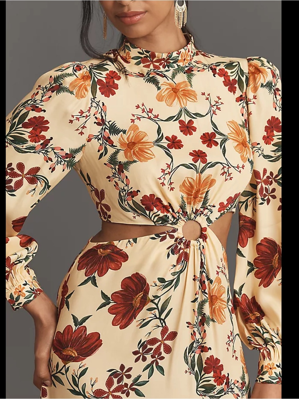FARM Rio Cream Floral Cutout Maxi Dress - Picture 2 of 5